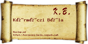 Körmöczi Béla névjegykártya